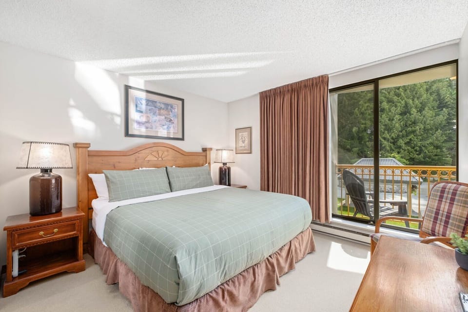 Rest easy in the spacious king-sized bed after a day on the slopes or trails