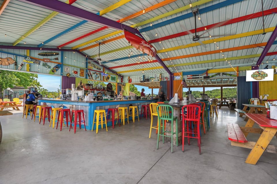 Colorful vibes & live music! Hang out at the Rock Island Tiki Bar, where bright island-inspired decor, refreshing drinks, and summer concerts create the ultimate Branson hangout spot.