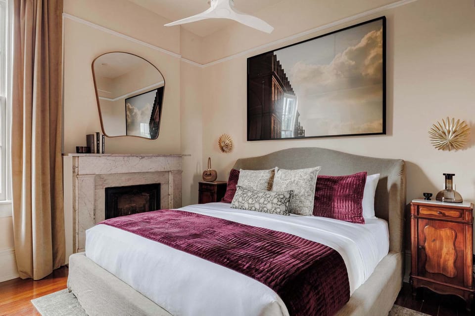 Bedroom 1 | King Bed | Ensuite Bathroom | First Floor of Suite | Third Floor of Building