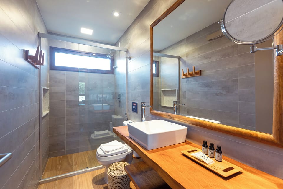 Deluxe Suite, Private Bathroom, Pool View | Bathroom | Shower, free toiletries, hair dryer, towels