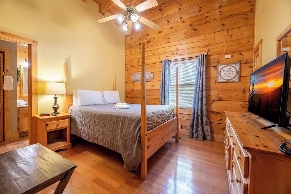 One of Angler's Bend's comfy bedrooms