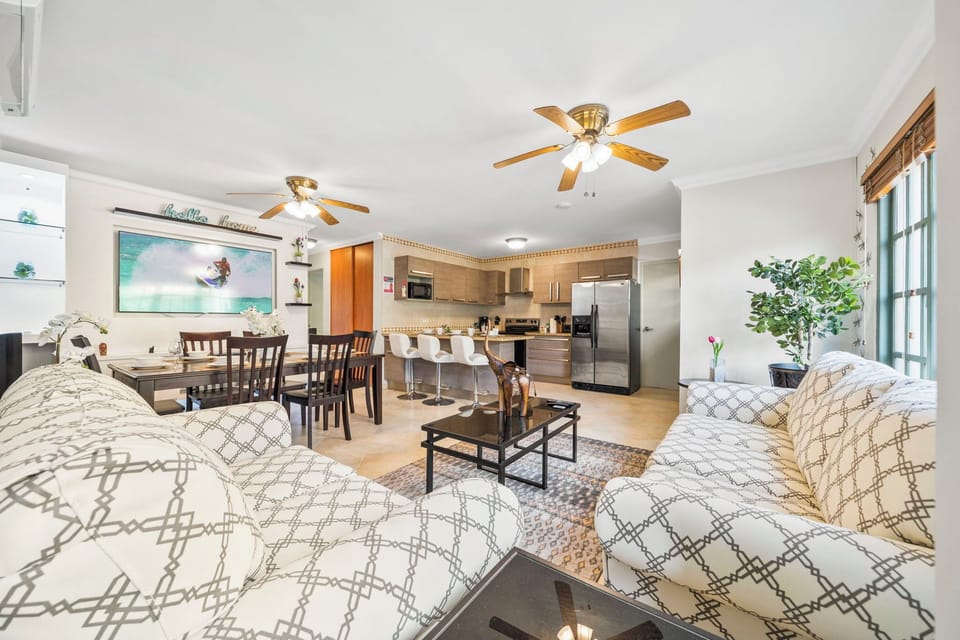 Open concept living and dining area