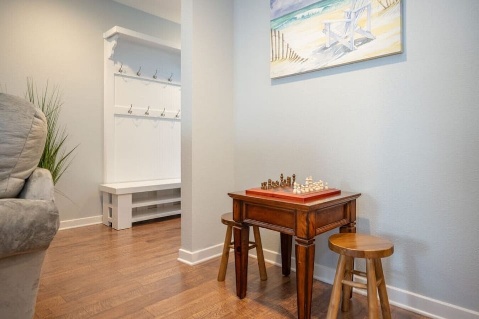 Challenge your mind and enjoy some friendly competition at our thoughtfully set-up chess table.