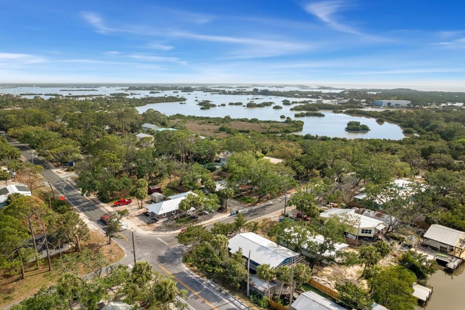 Looking back from the Gulf at the house