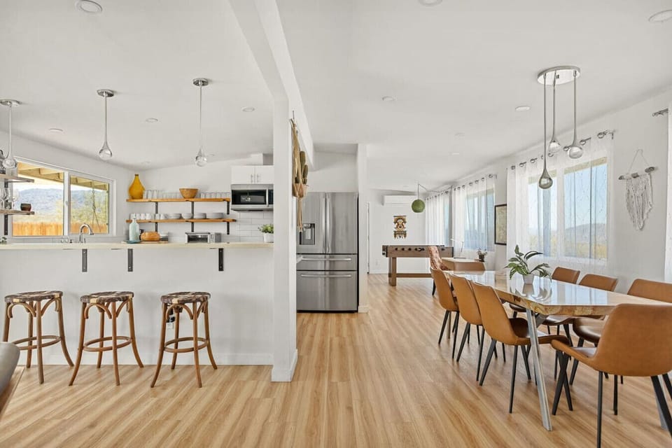 Dining room and kitchen area.