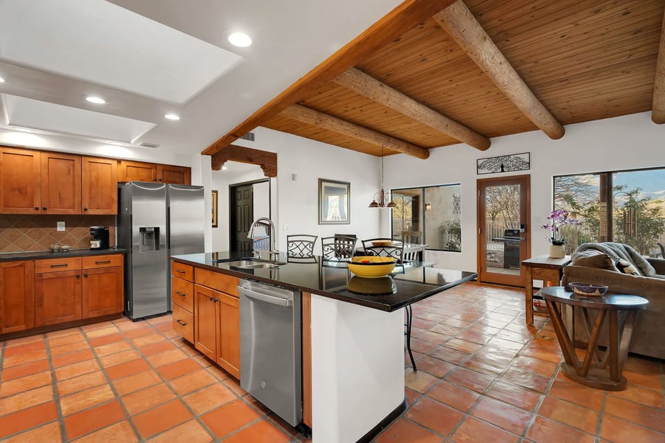 A stocked kitchen is perfect for cooking meals at home.