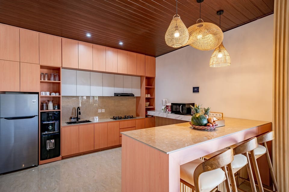 Deluxe Villa, 2 Bedrooms, Patio, Pool View | Private kitchen | Microwave, stovetop, electric kettle, cookware/dishes/utensils