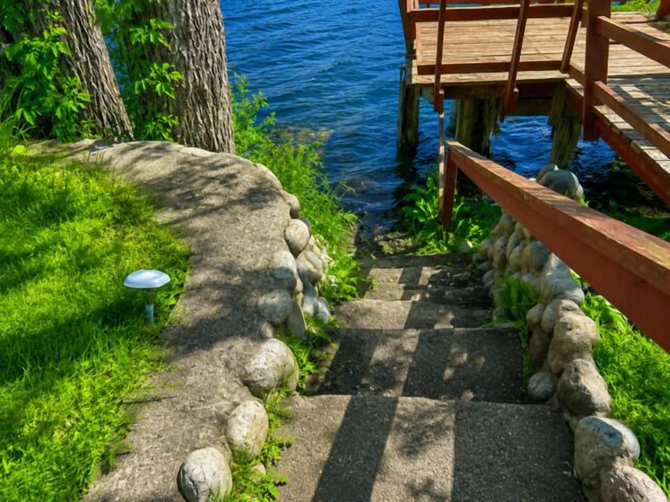 stairs  that lead to the river