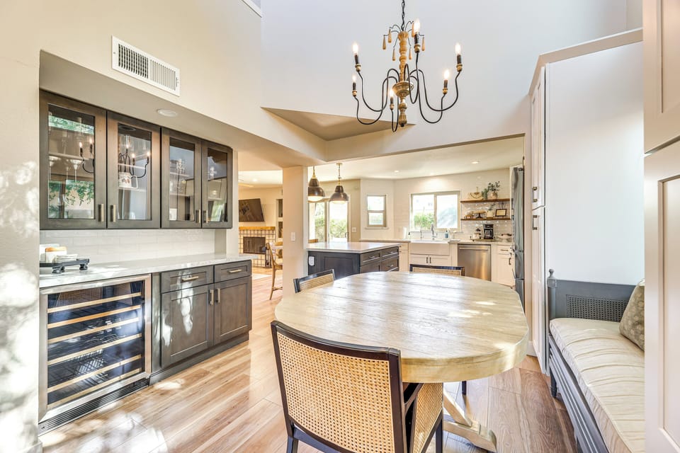 Dining Area | Table w/ Breakfast Nook | Beverage Cooler | 1st Floor