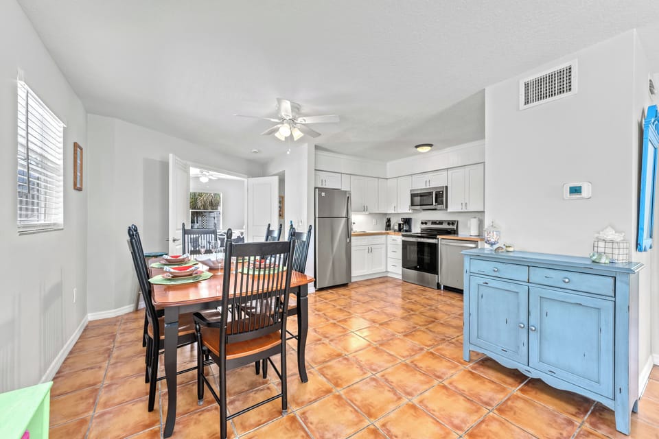 Living room with dining area in view