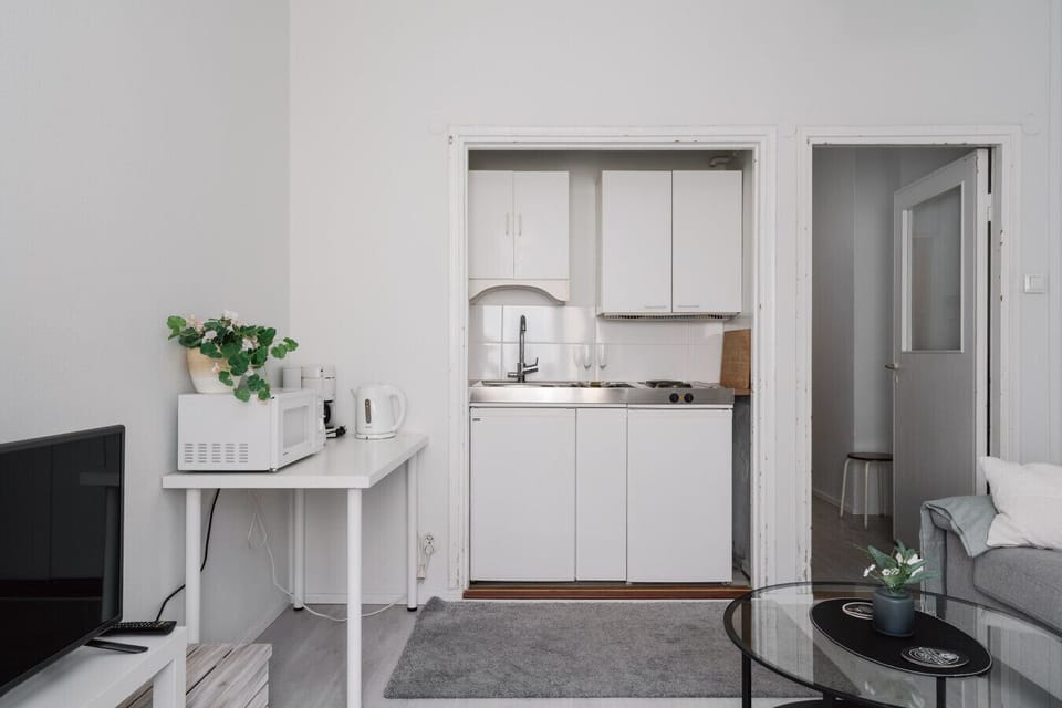 The apartment has a perfect little space for cooking, no matter the size of your meal
