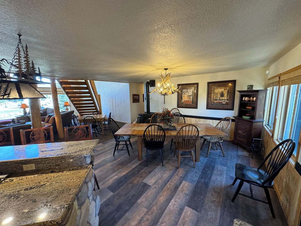 you will notice a very open, roomy dining room,