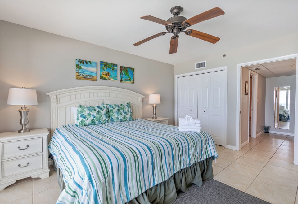 Gulf front bedroom with a king bed