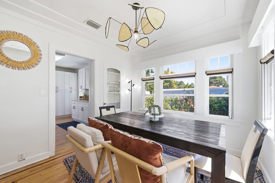 Gather around for memorable meals in this bright and inviting dining space