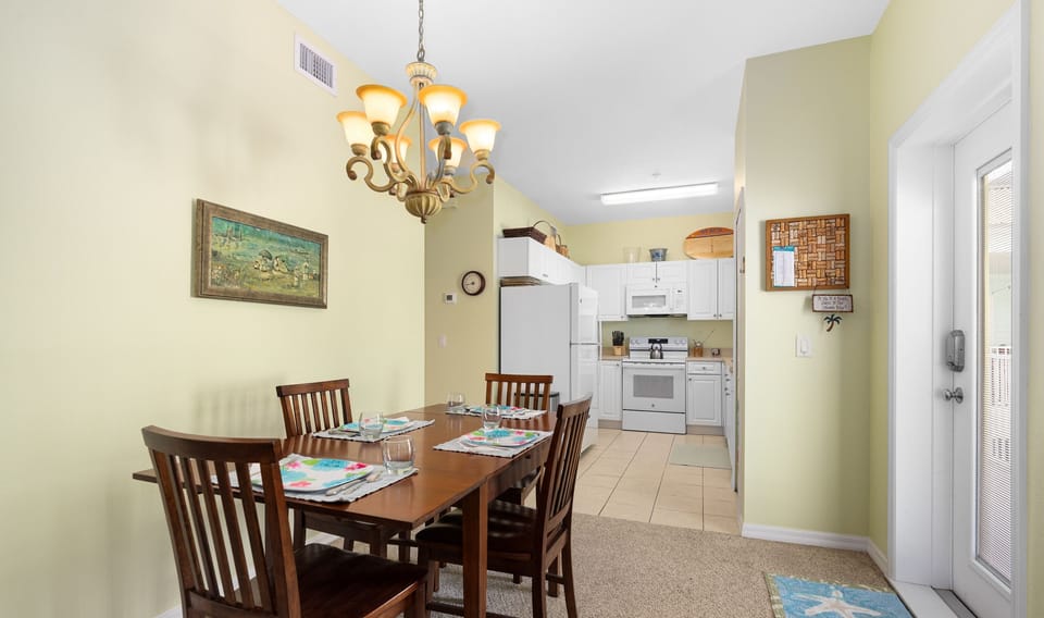 Dining area with rectangular table