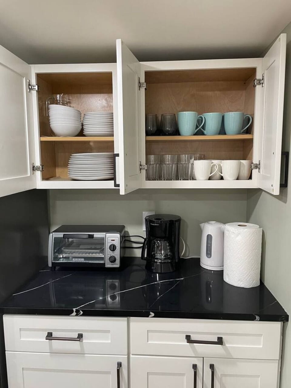 The kitchen is fully supplied