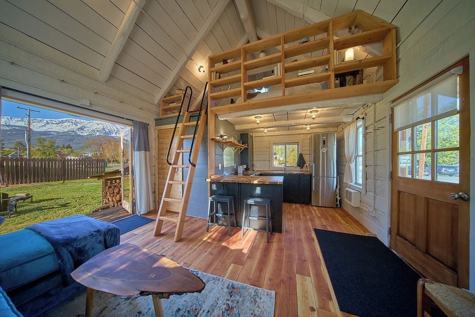A library ladder gives you access to the lofted bedroom--no dogs or kids please