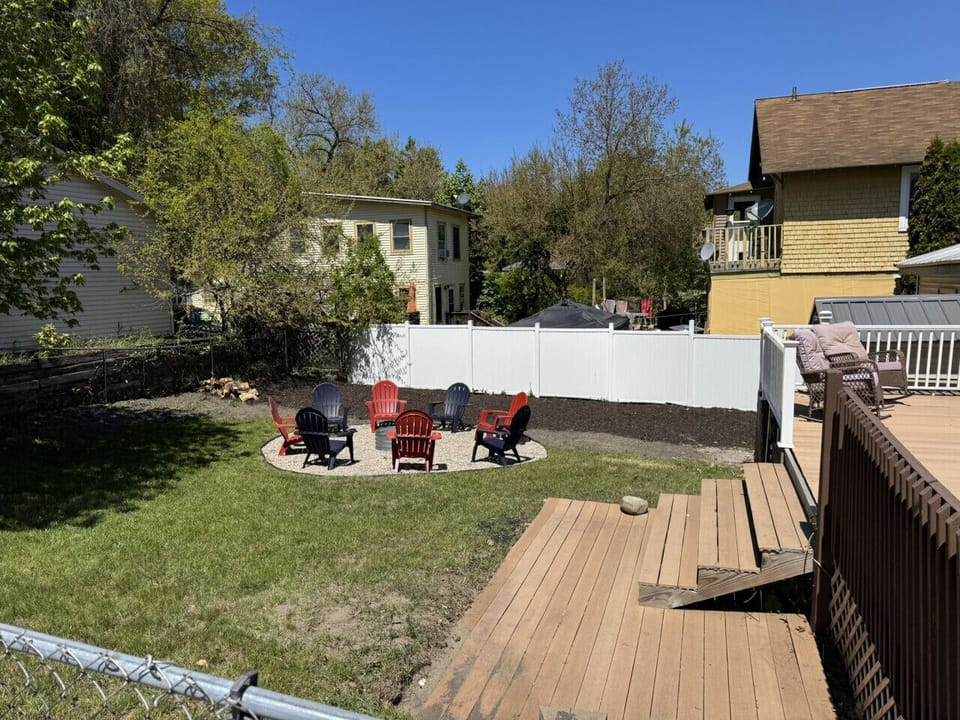 Large back yard and firepit