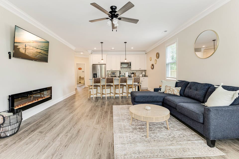 On those cool evenings turn on the electric fire place to relax and watch your favorite show