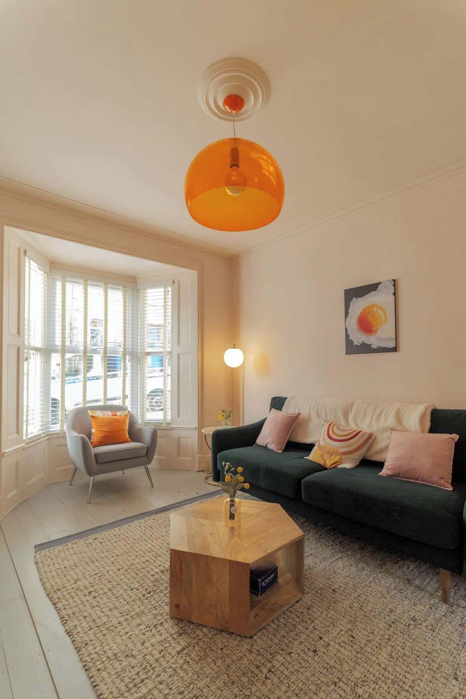 Living room, at the front of the house with smart  TV, games, Bluetooth speaker, heating thermostat. 