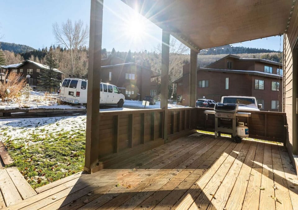 Spacious private deck at front entrance. Propane grill available.