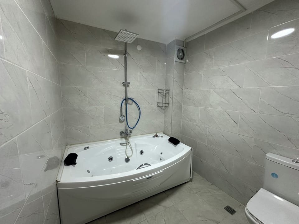 Studio Suite | Bathroom | Shower, hair dryer, slippers, towels