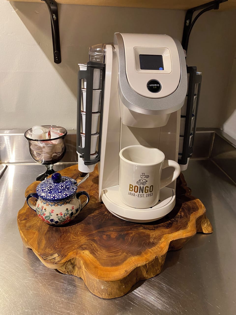 Keurig with K-cups & a drip coffee maker is also available