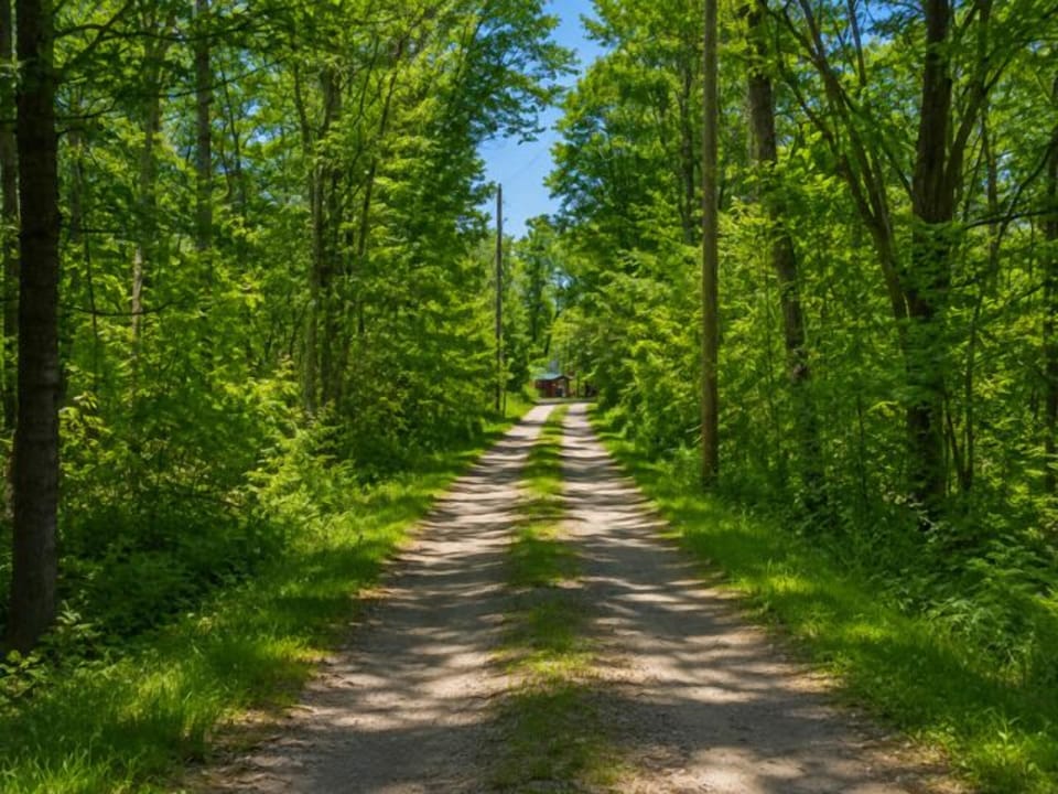 Trail leads to cabins on river