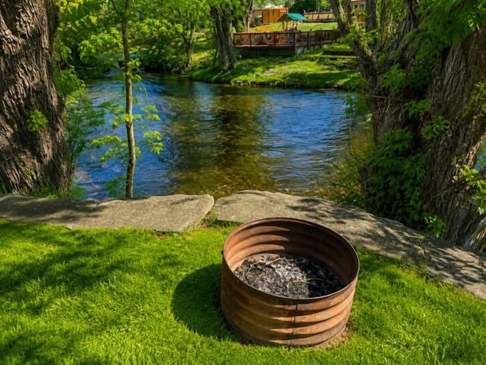each cabin has a fire pit