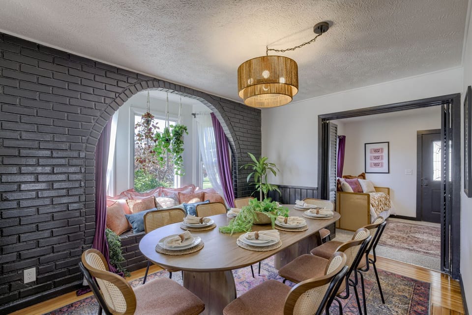 Dining table with table setup