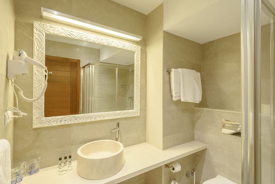 Premium Room | Bathroom | Hair dryer, towels, soap, shampoo