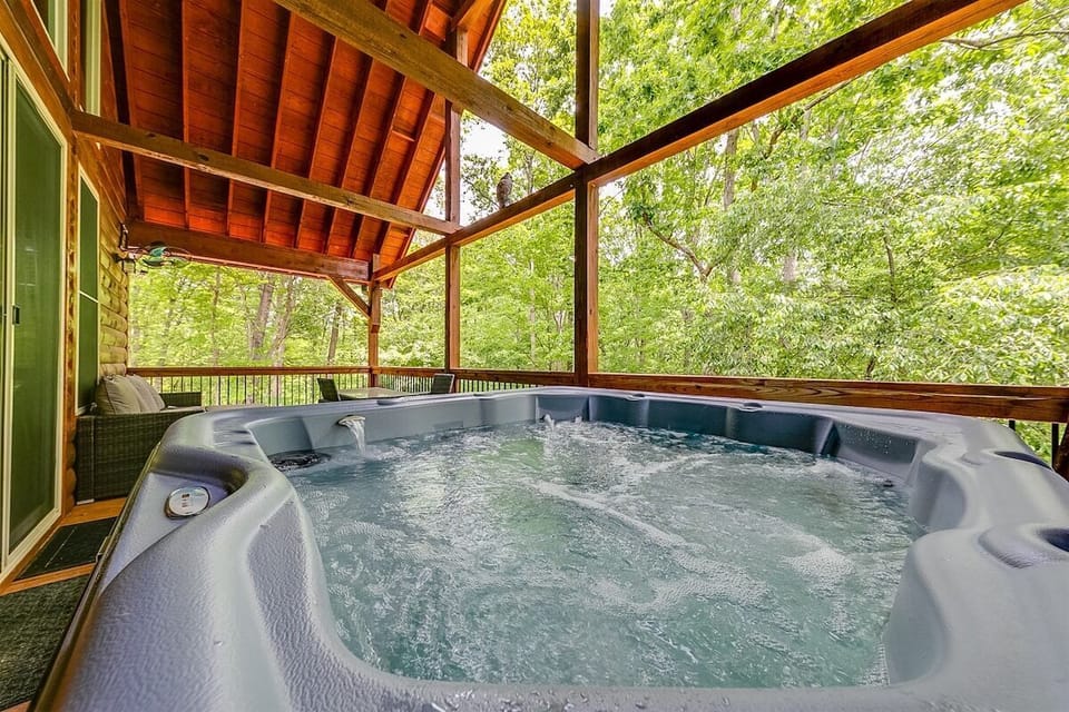 Relaxing hot tub