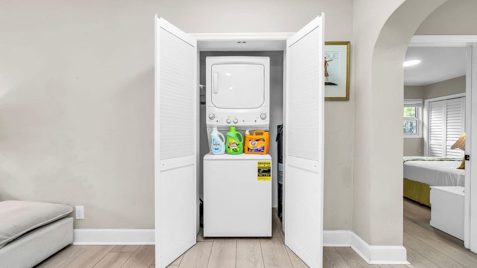 Stacked washer & dryer for your convenience.