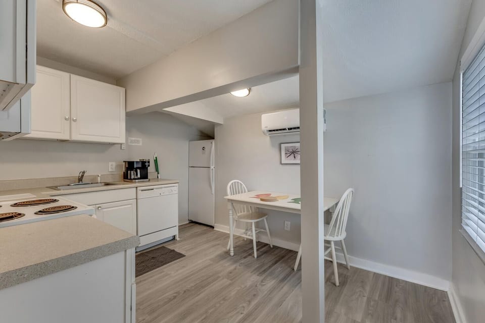 Dining table and kitchen