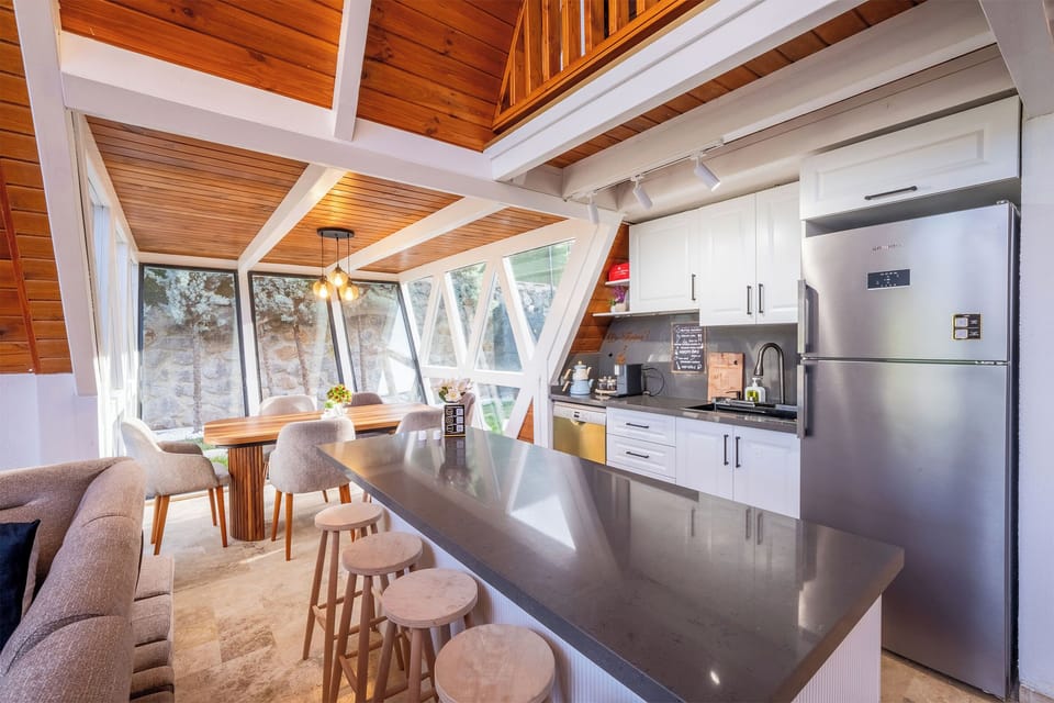 Presidential Prestige Villa Dag veya Havuz Manzarali Isitmali Ozel Havuzlu | Private kitchen | Fridge, highchair