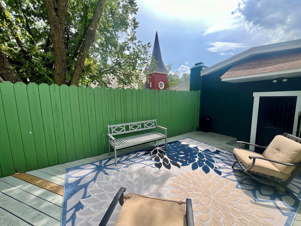 Private outdoor patio with seating—perfect for morning coffee or evening relaxation