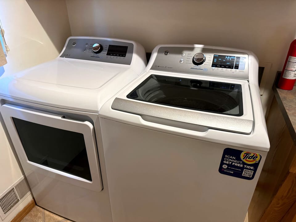 Large capacity washer and dryer.