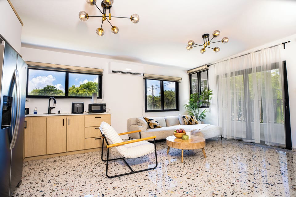 Luxury Apartment, Sea View | Living area | 45-inch Smart TV with satellite channels, Netflix, streaming services
