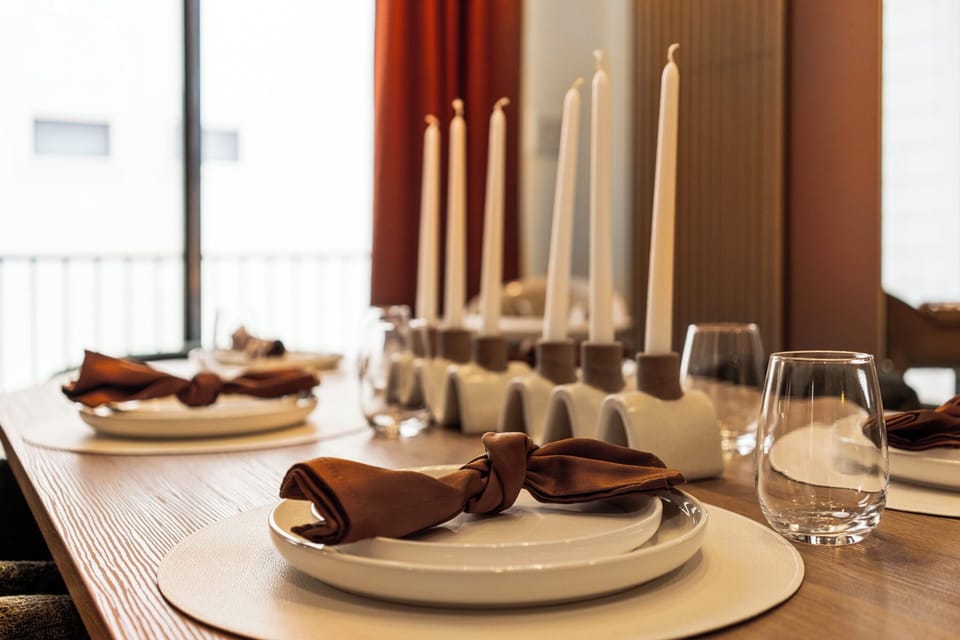 table setup for the dining area