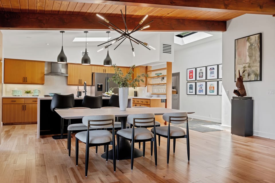 Large dining table with seating for 6