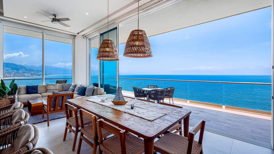 Luxury Penthouse, 4 Bedrooms, Pets Allowed, Ocean View | Living area | 49-inch Smart TV with cable channels
