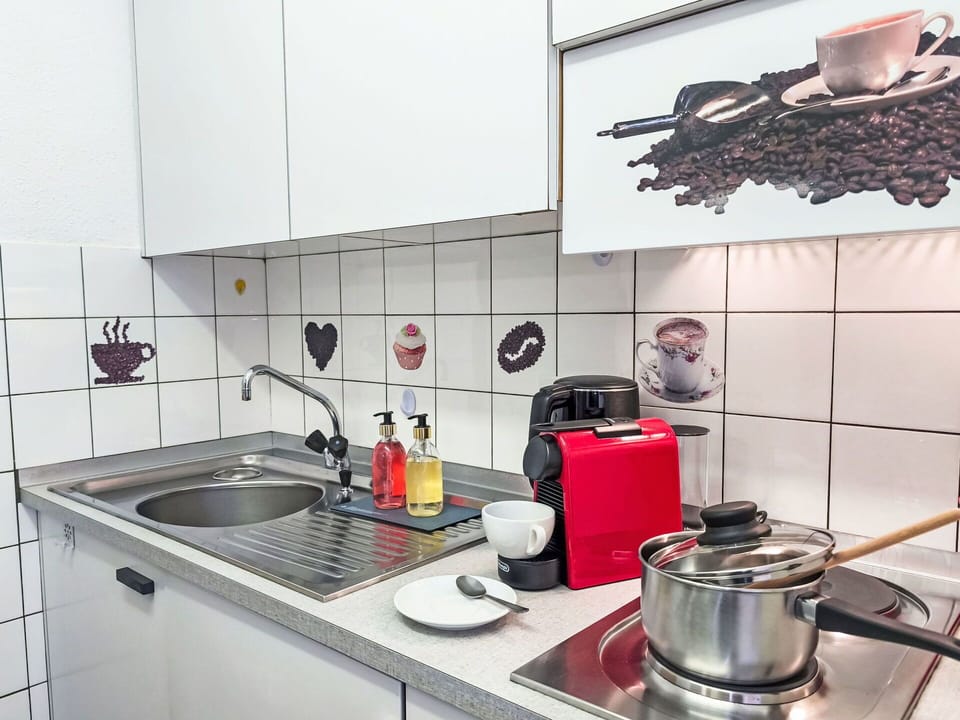 Kitchen Appliance, Kitchen, Major Appliance, Countertop, Small Appliance, Interior Design, Flooring, Plumbing Fixture, Tap, Home Appliance