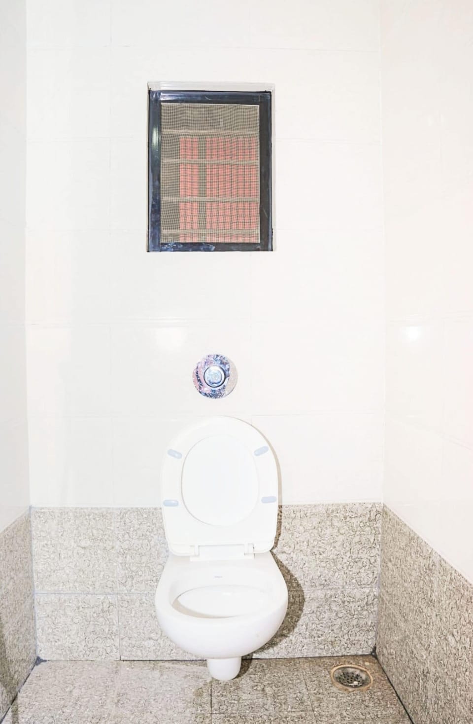 Shower, rainfall showerhead, slippers, towels