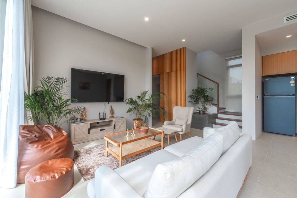 Design Villa, 3 Bedrooms, Pool View | Living area | 46-inch flat-screen TV with cable channels