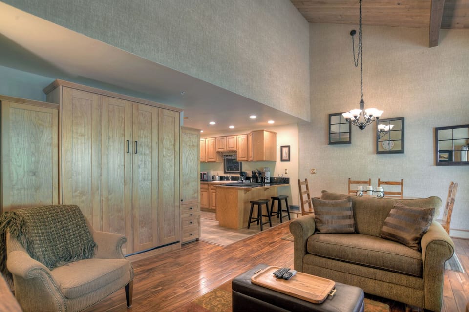 Queen Murphy bed in the living area