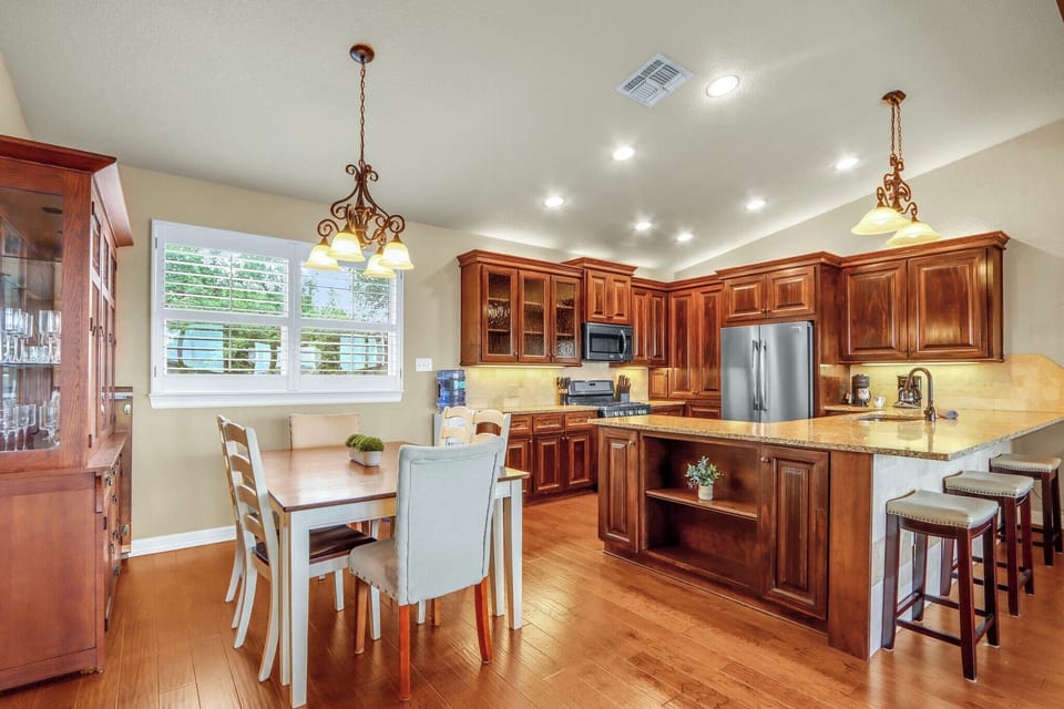 The dining is conveniently adjacent to the kitchen
