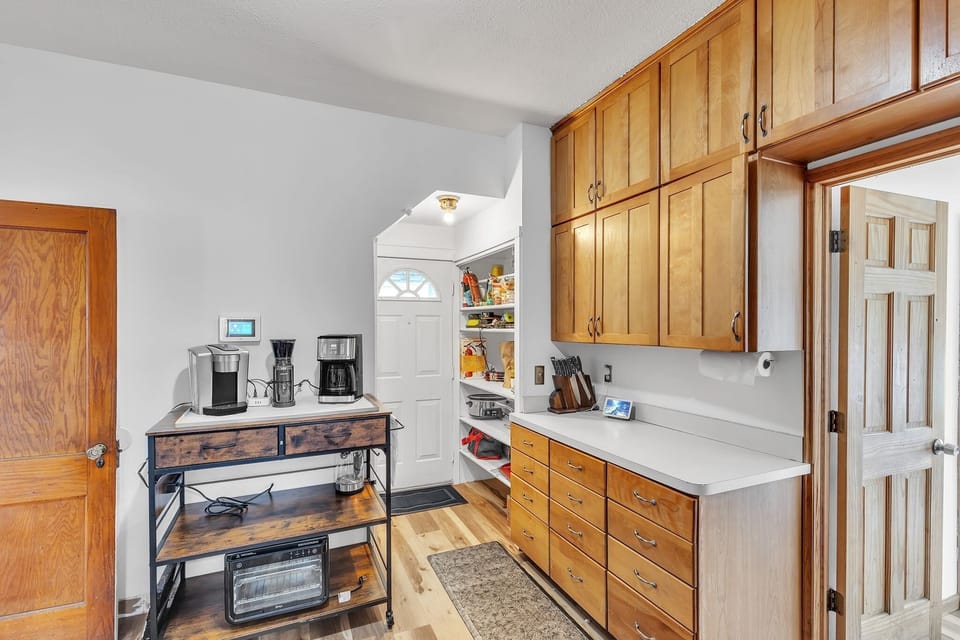 Indoors, Hardwood, Shelf, Kitchen, Stained Wood