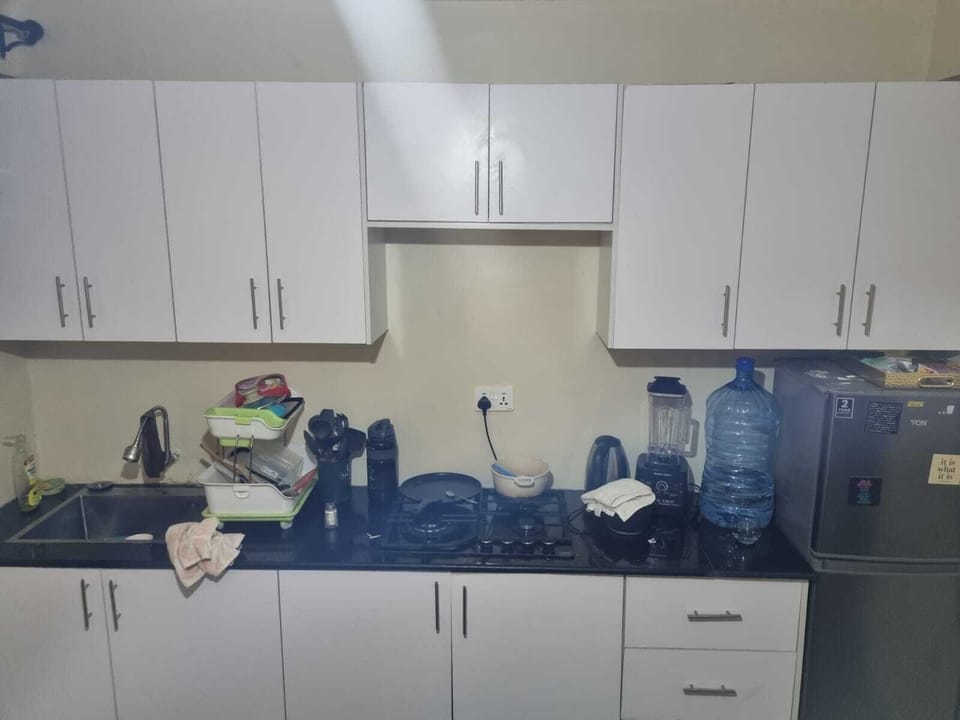 Deluxe Apartment, City View | Private kitchen | Fridge, microwave, cookware/dishes/utensils