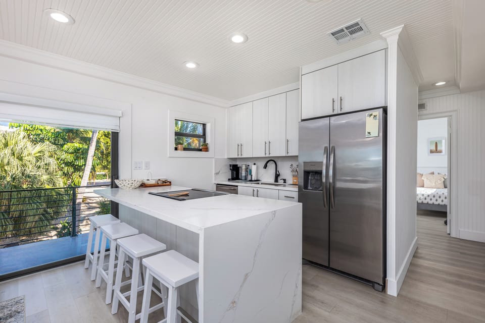 kitchen area and island