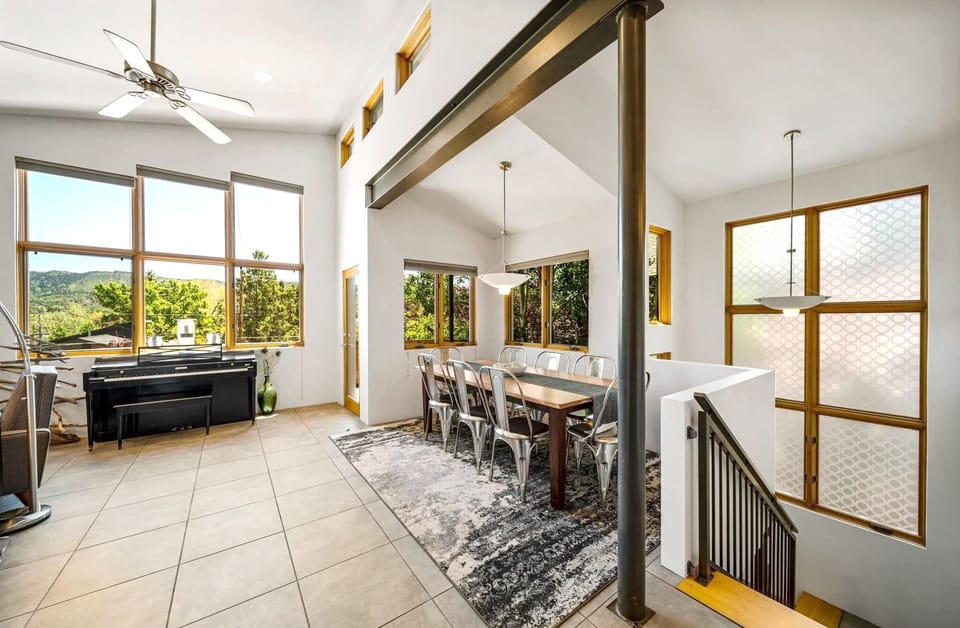 The dining room comfortably seats up to eight—perfect for shared meals.